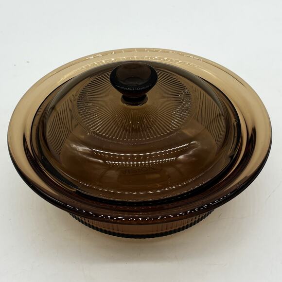 Vtg Corningware Vision Amber Glass 24oz Bowl Lid Home Kitchen 8" Cookware V-30-B - Picture 1 of 6